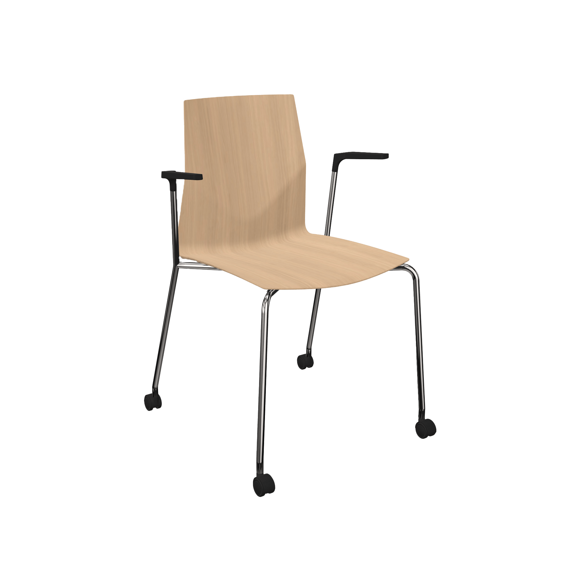 A wooden chair with arms