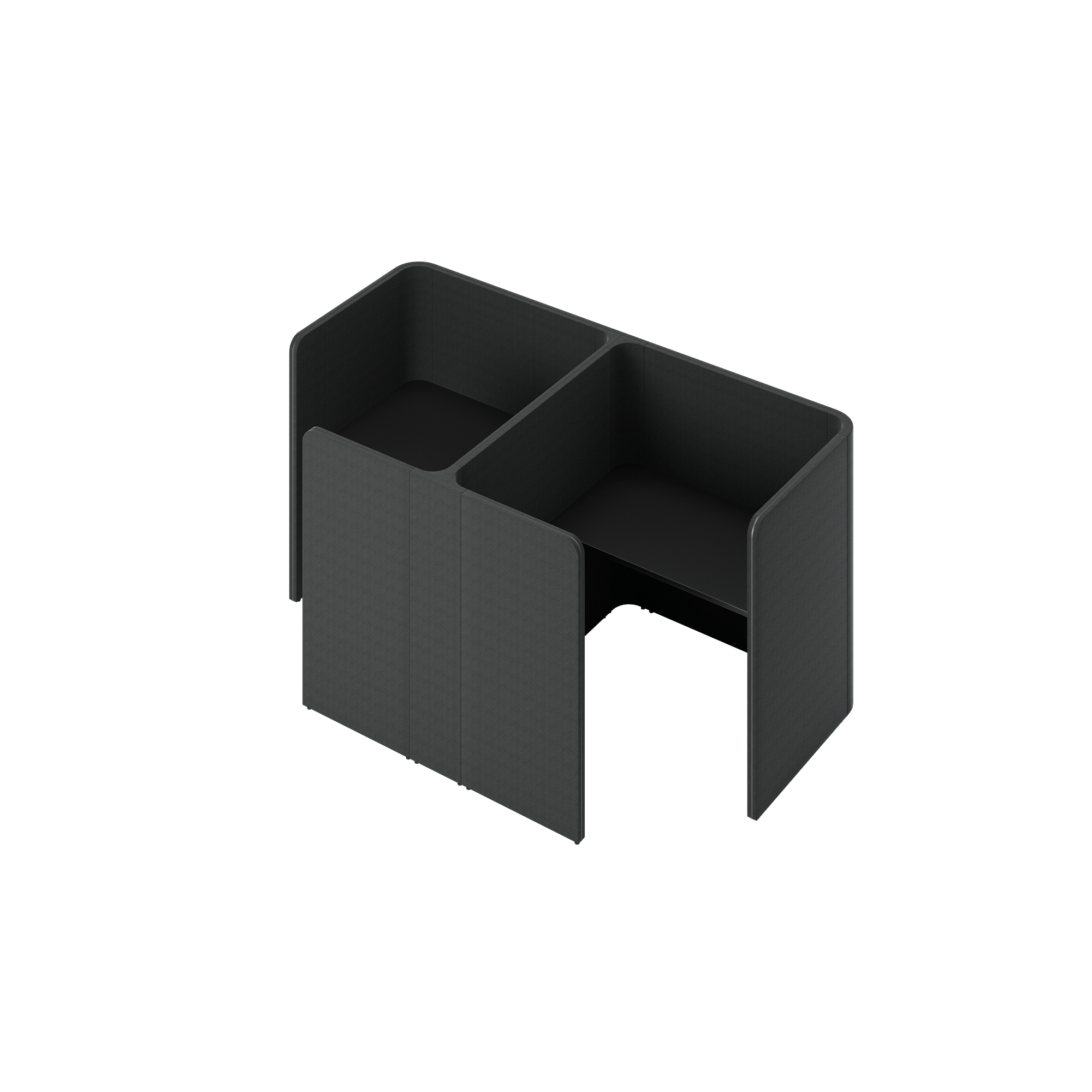 A black study booth with two compartments
