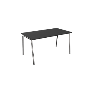 Black rectangular table with 4 chrome legs