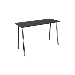 black rectangular table with 4 chrome legs