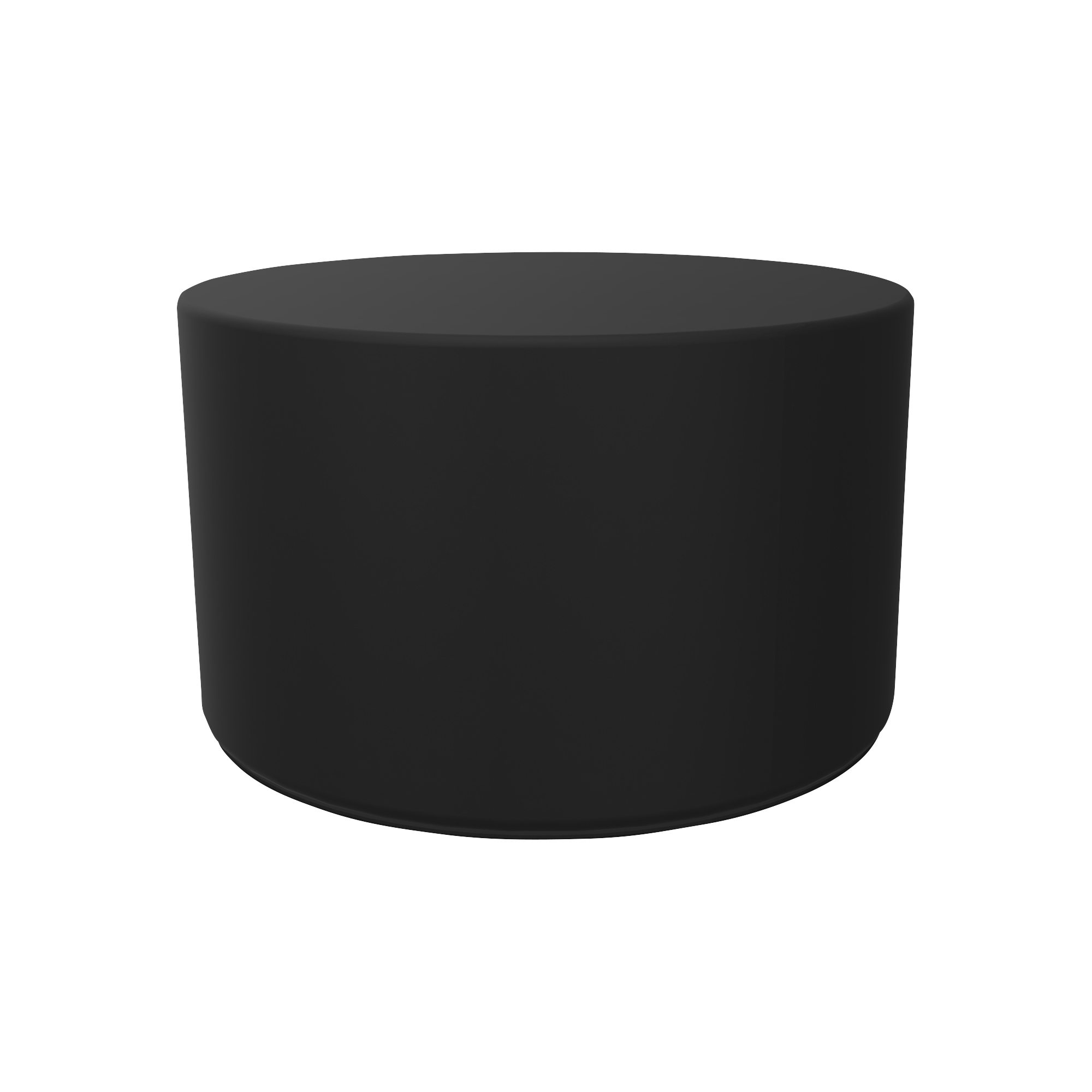 A black cylinder shaped ottomon