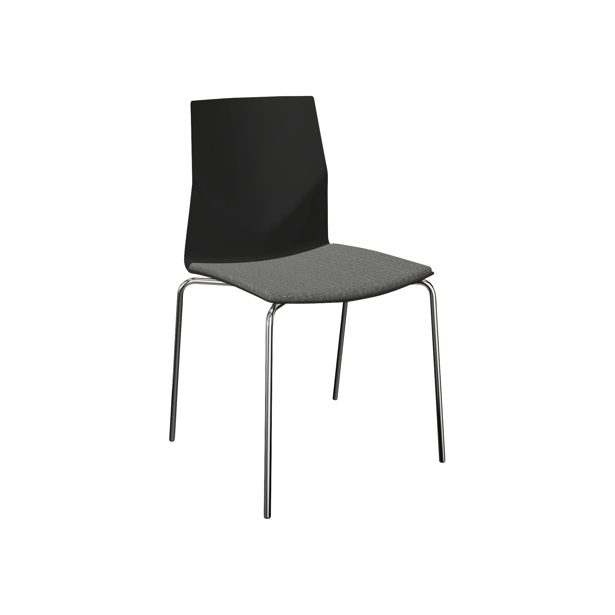 black chair with grey seat and metal legs