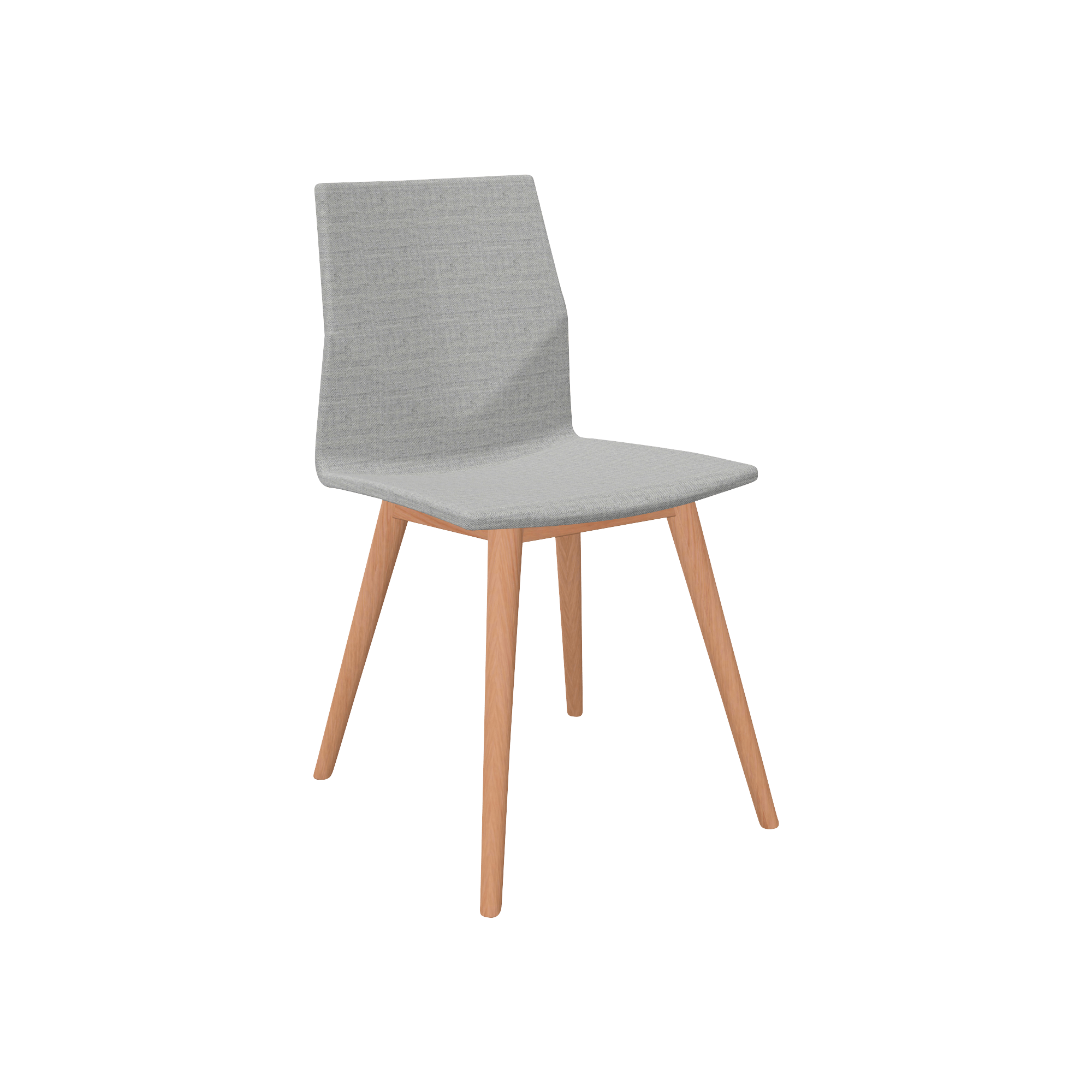 grey chair with wooden legs