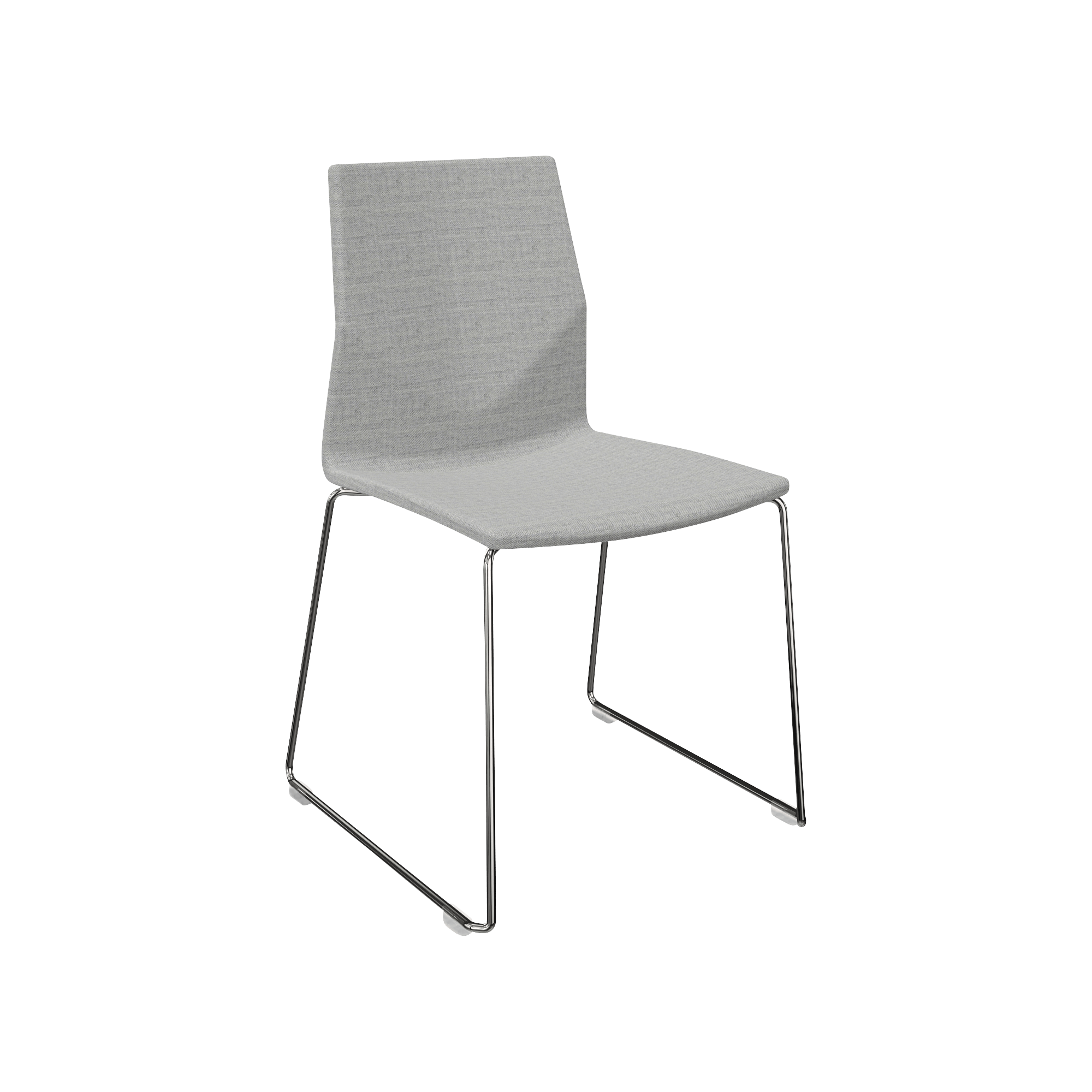 grey chair with 2 metal legs