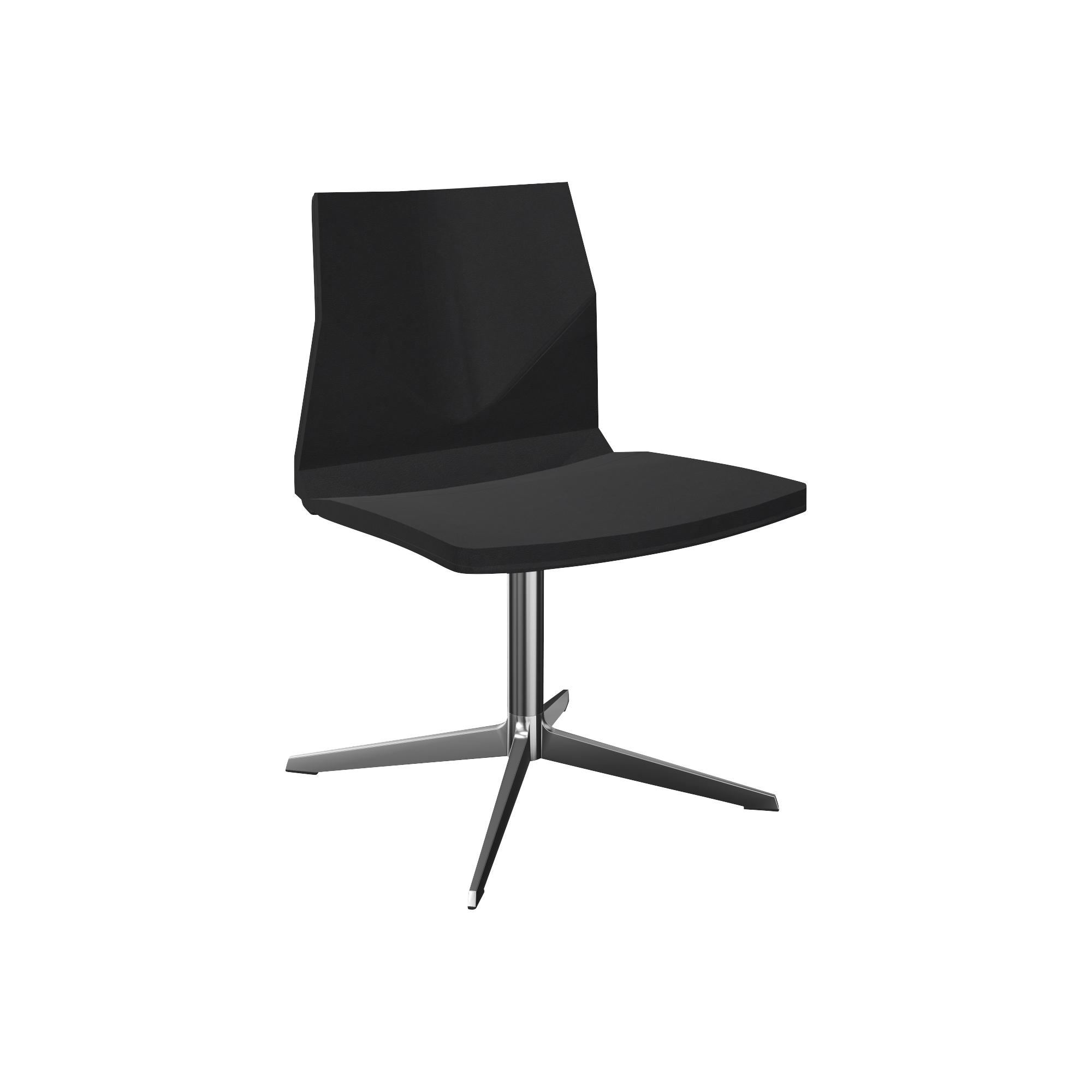 Black chair with pedestal chrome leg