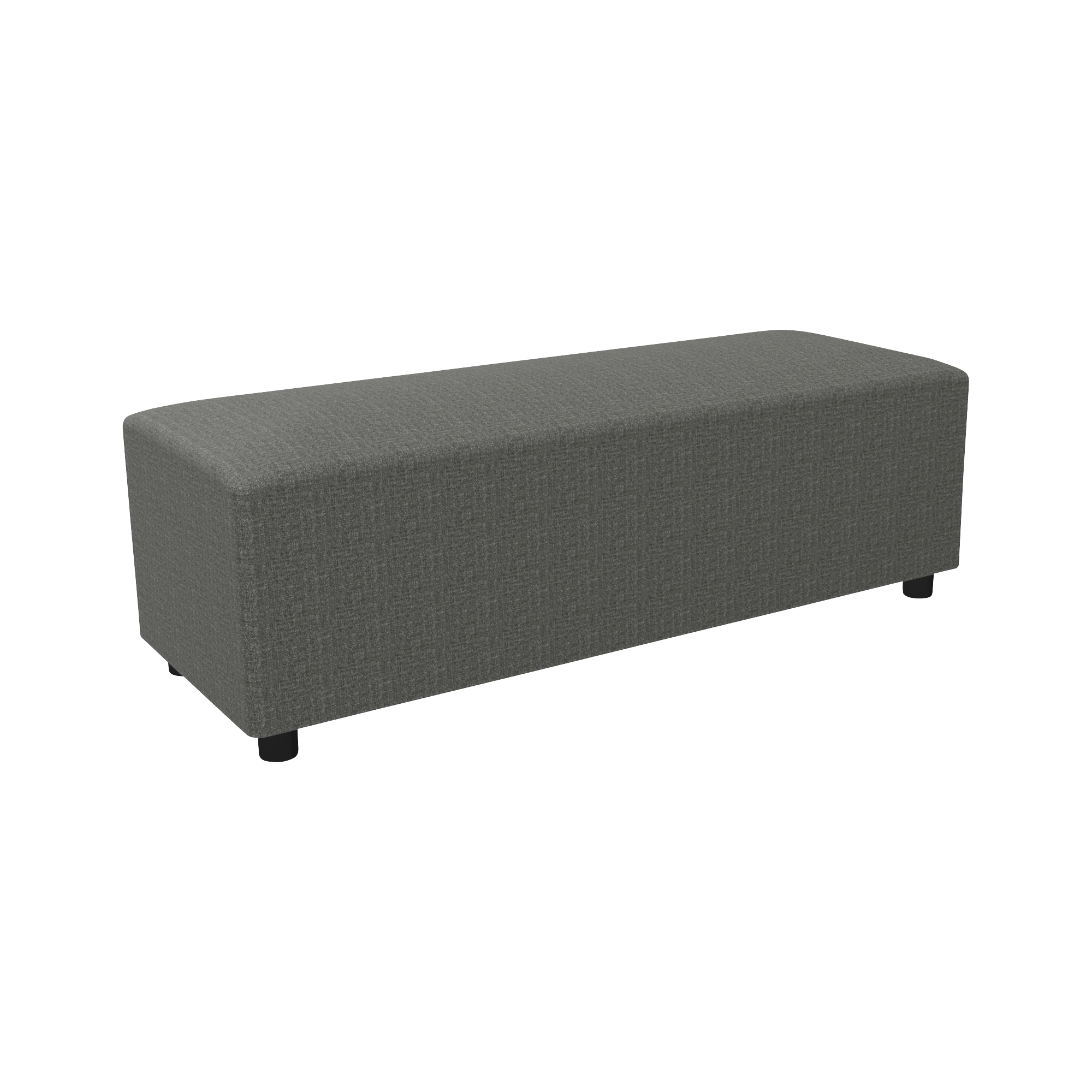 long upholstered cuboid bench with wheels