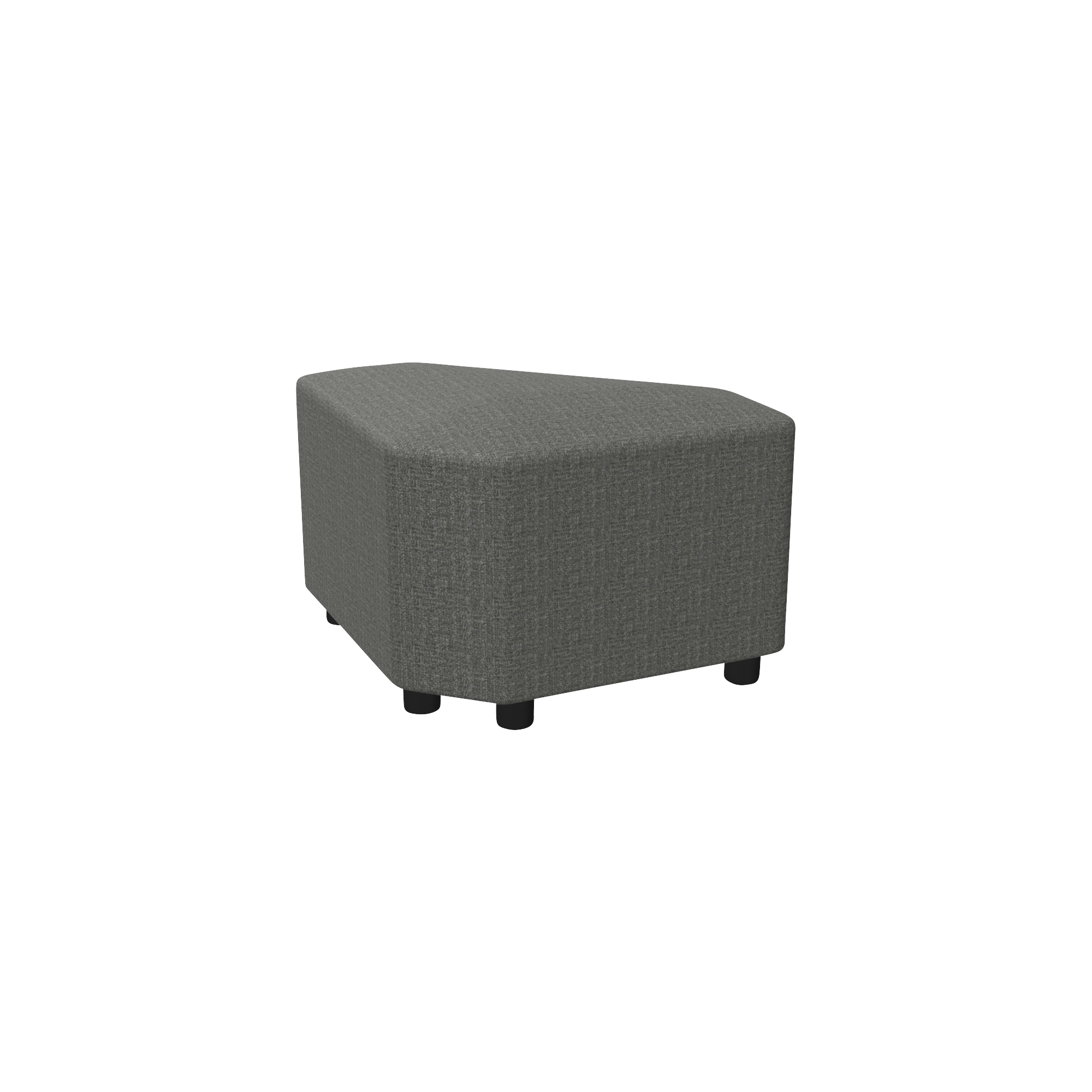 triangular upholstered stool with wheels