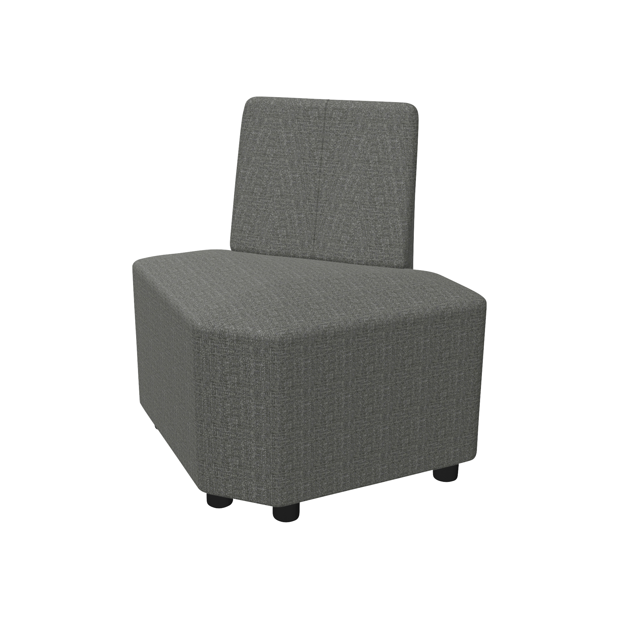 triangular shaped chair on casters with back rest