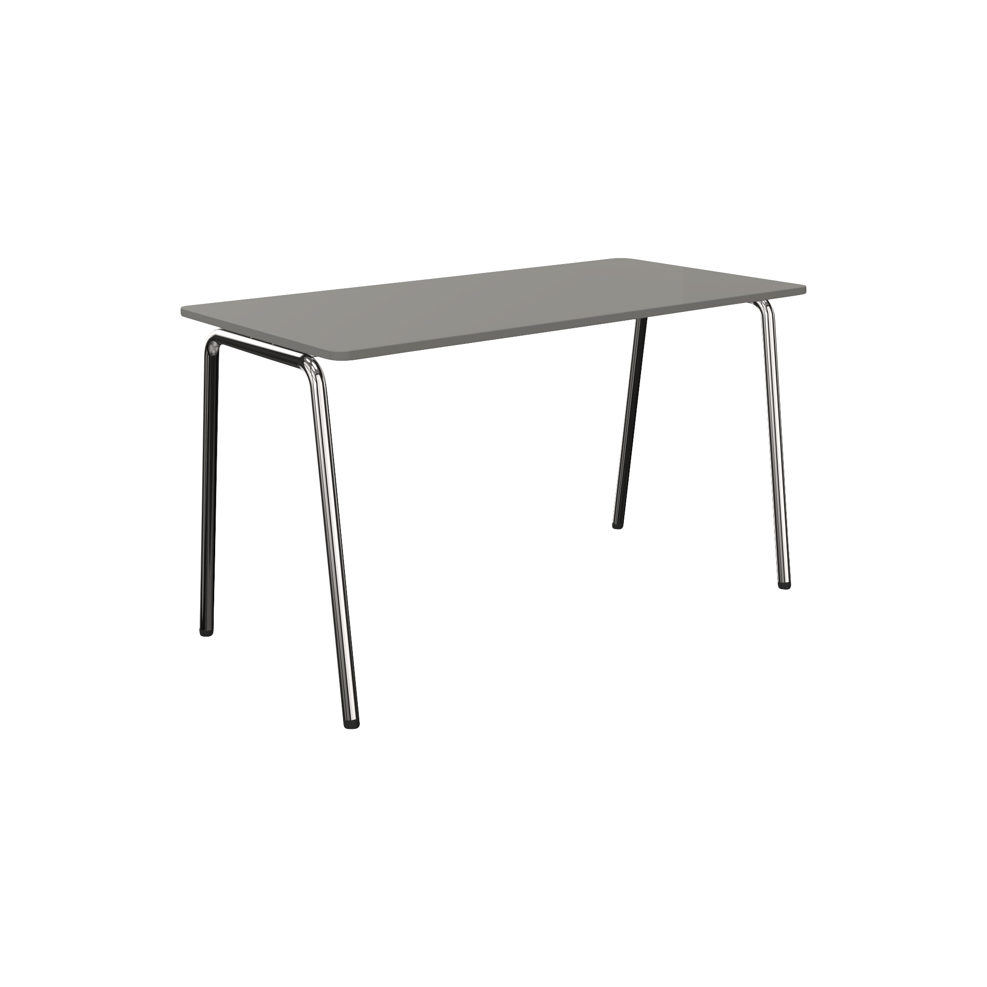 A grey table with a metal frame