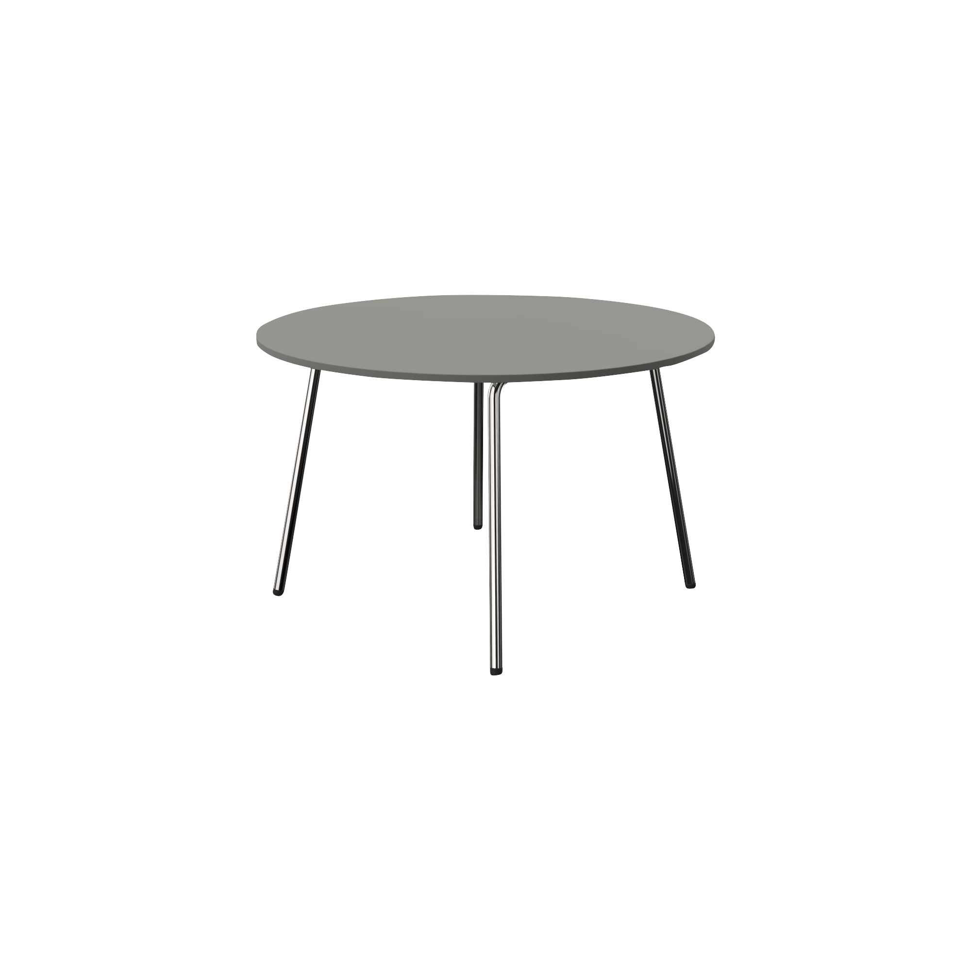 A round table with metal legs