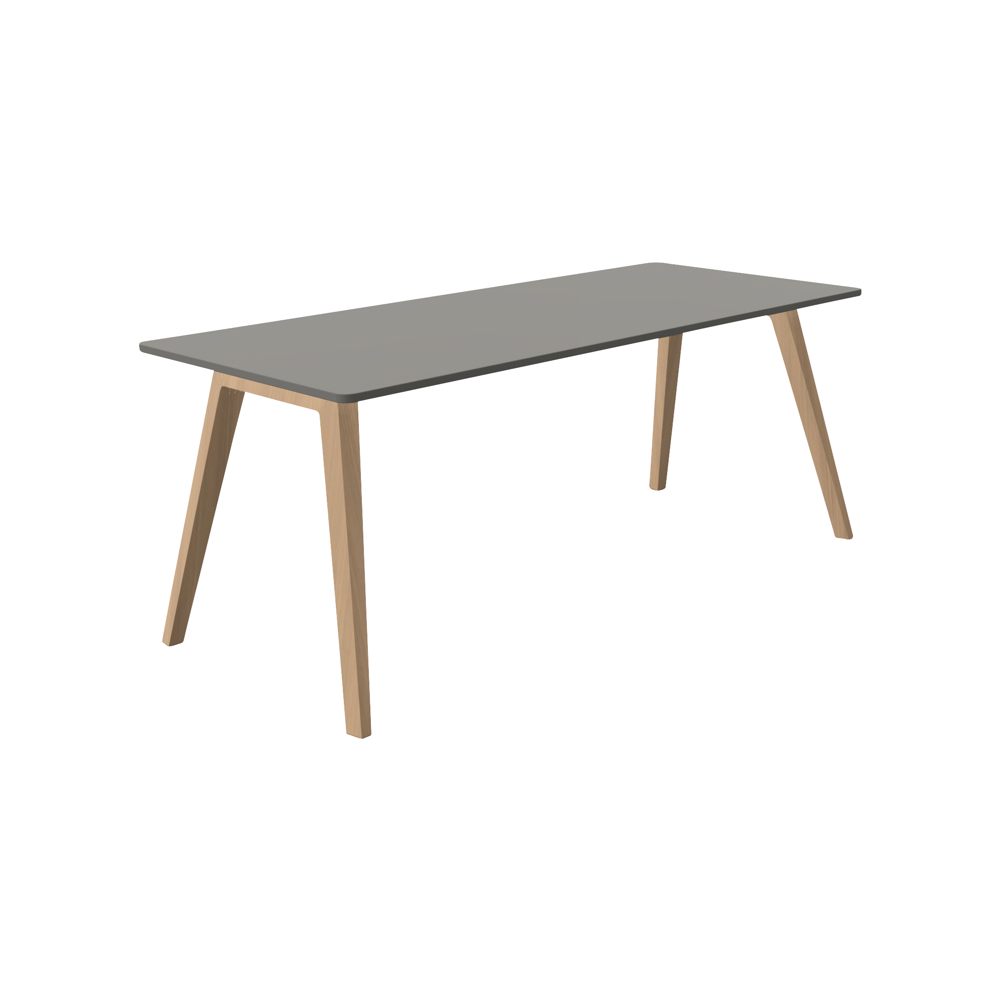 Grey rectangular table with four wooden legs