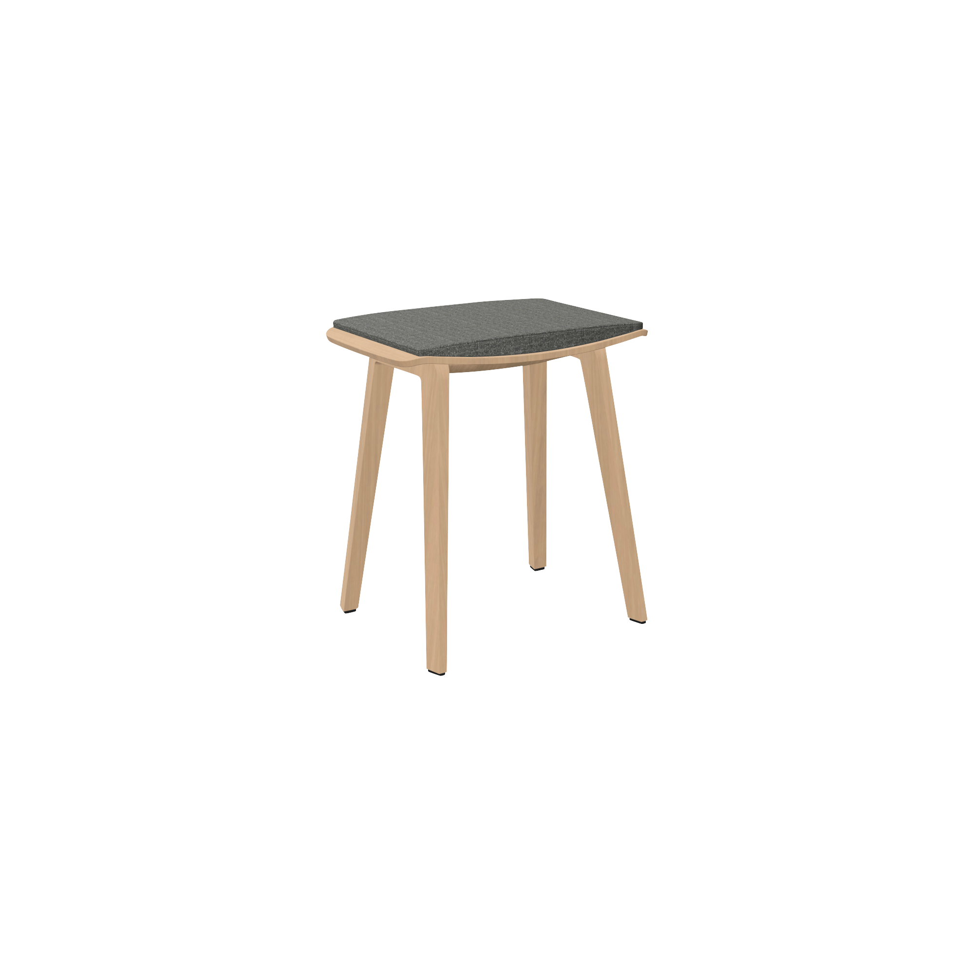 small wooden stool with grey seat