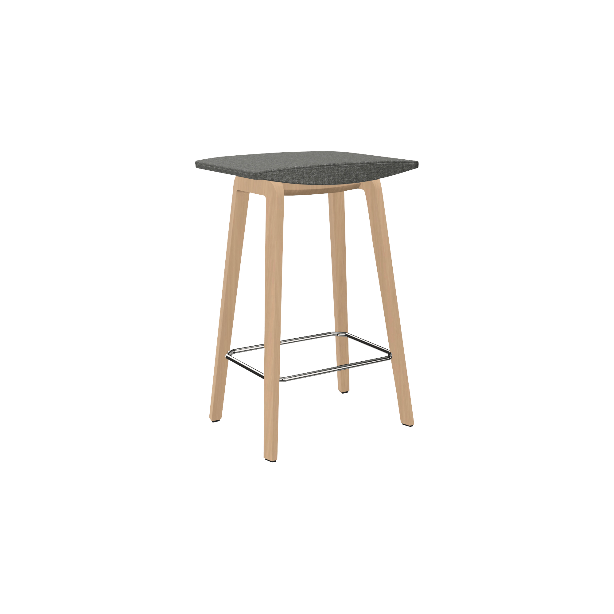tall wooden stool with grey seat