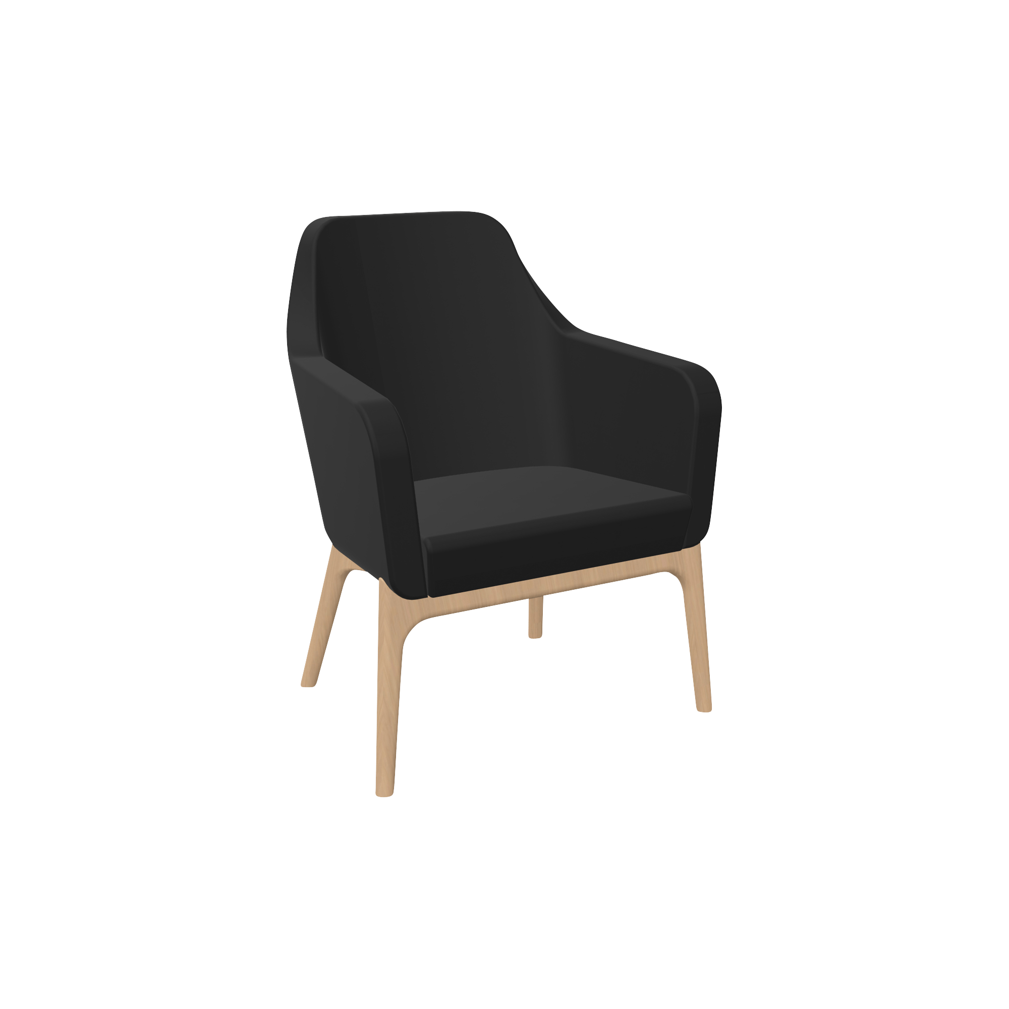 Black upholstered seat with four wooden legs