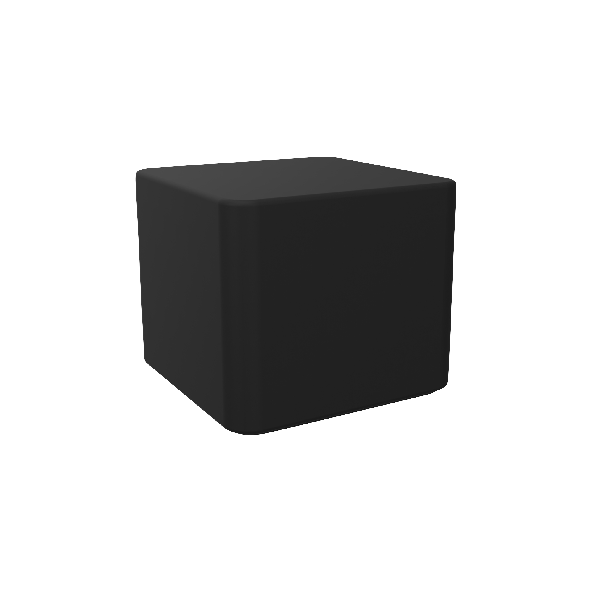 A black cube shaped ottomon