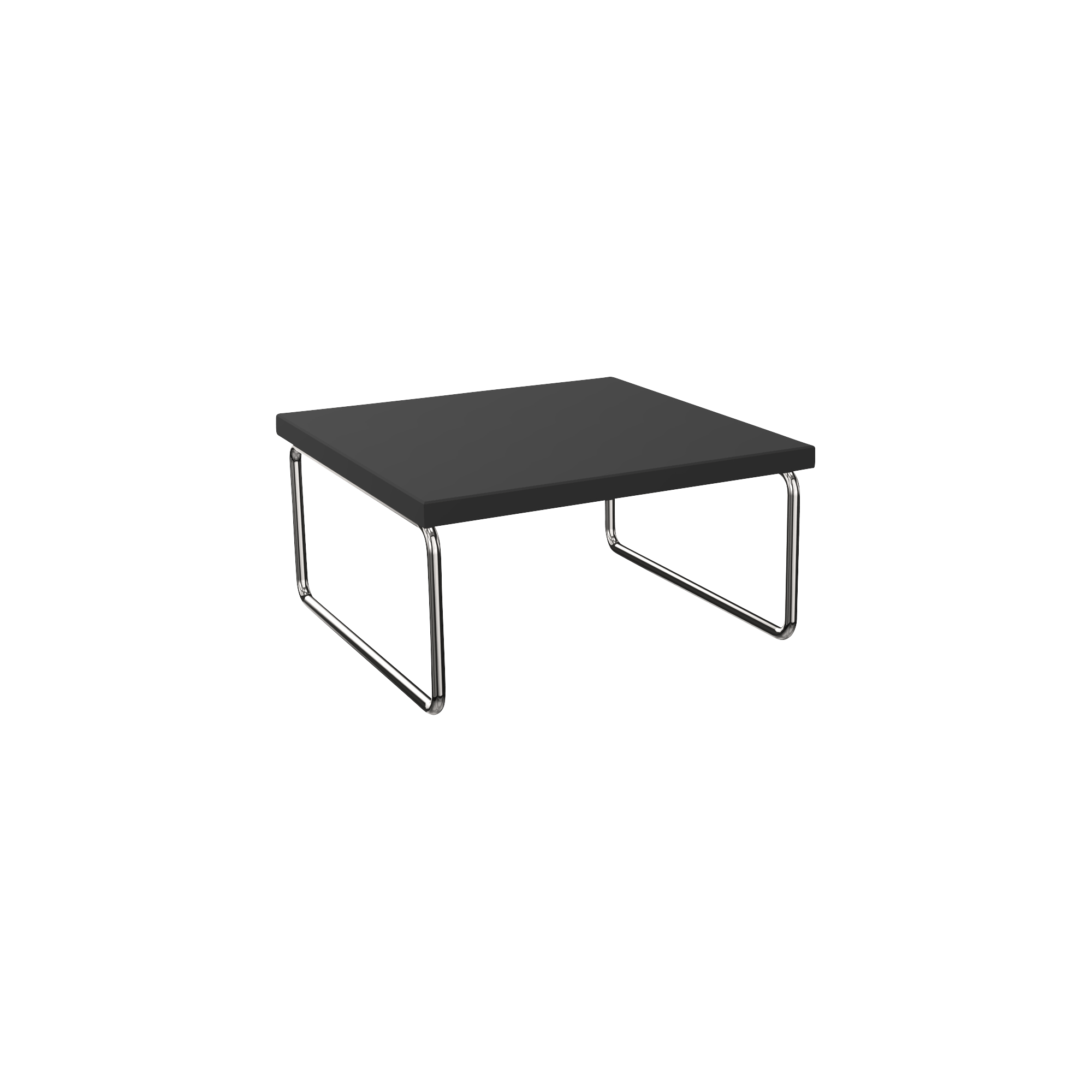 Square office coffee table with two chrome legs