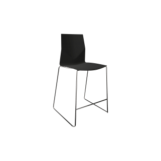 mid height counter chair with a black seat and 2 chrome legs