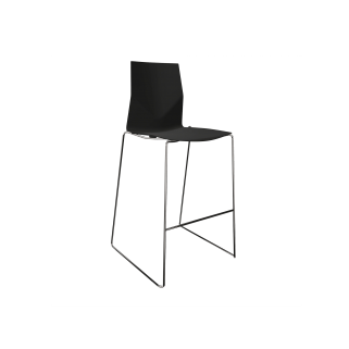 Counter chair with black seat and two chrome legs