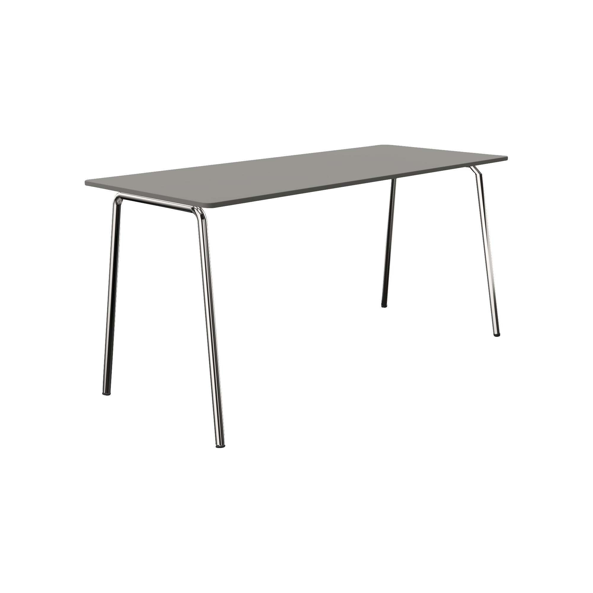 Grey, long rectangular table with 4 chrome legs
