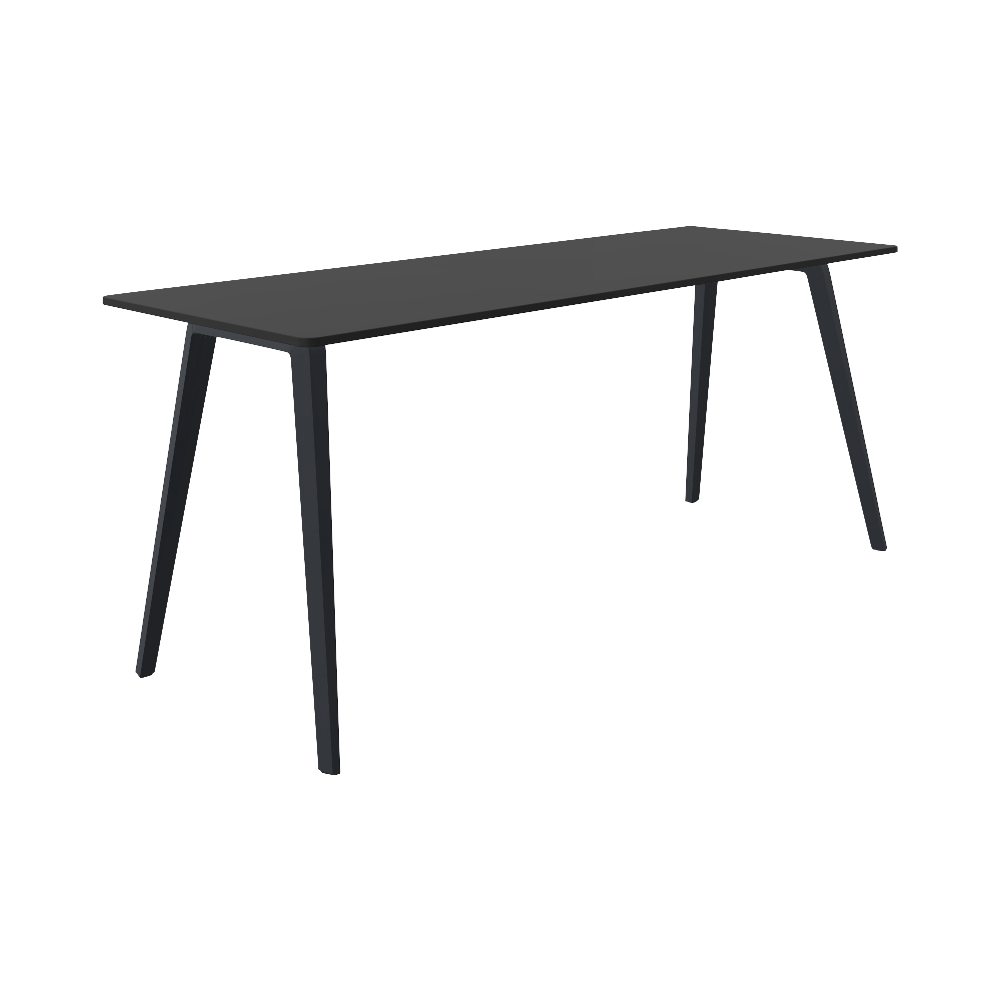 black rectangular long table with four black legs