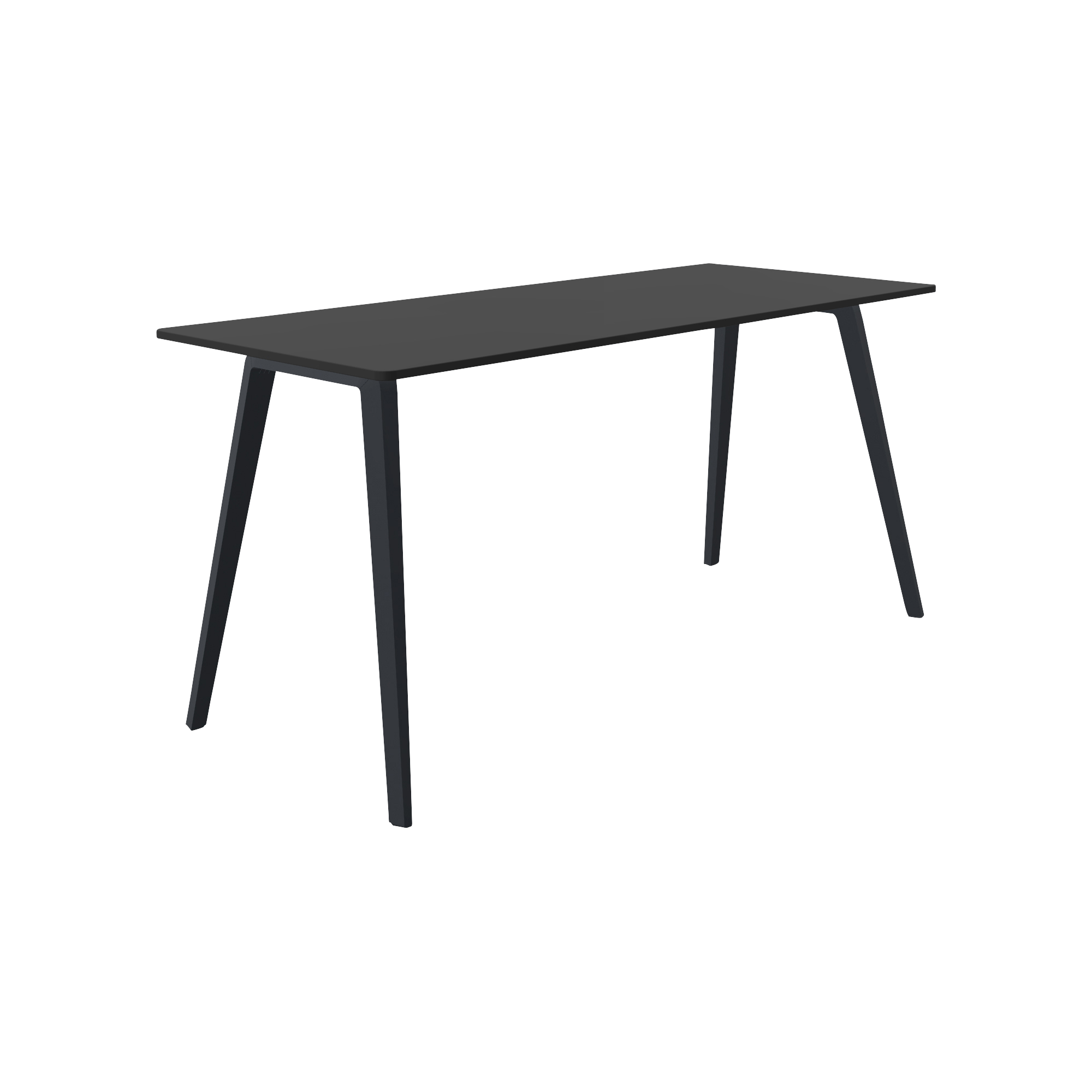 black rectangular mid length table with four black legs
