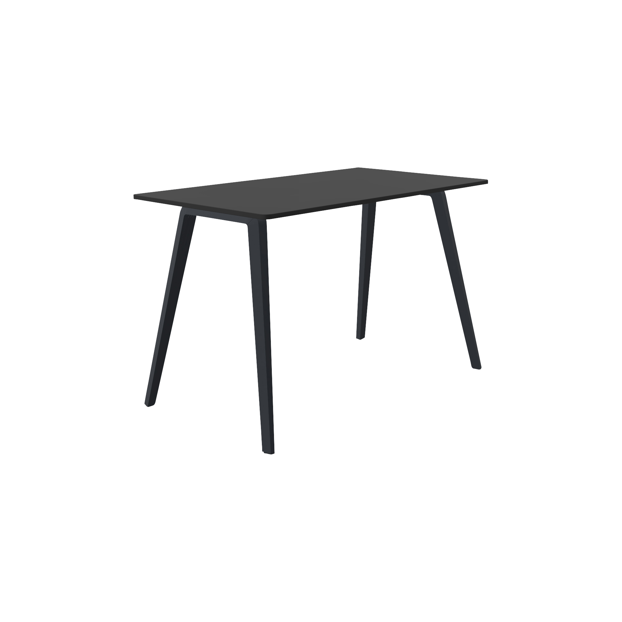 black rectangular table with four black legs
