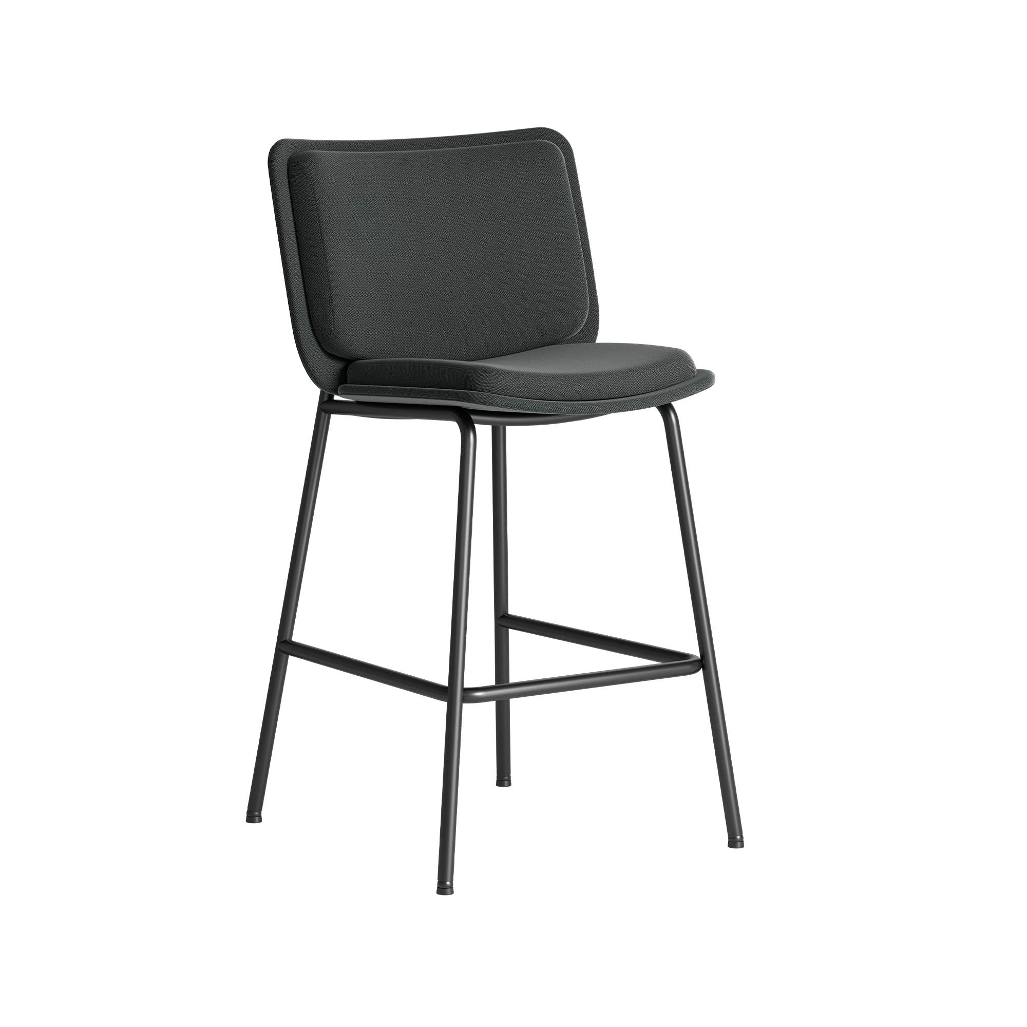 A black bar stool on a green background.