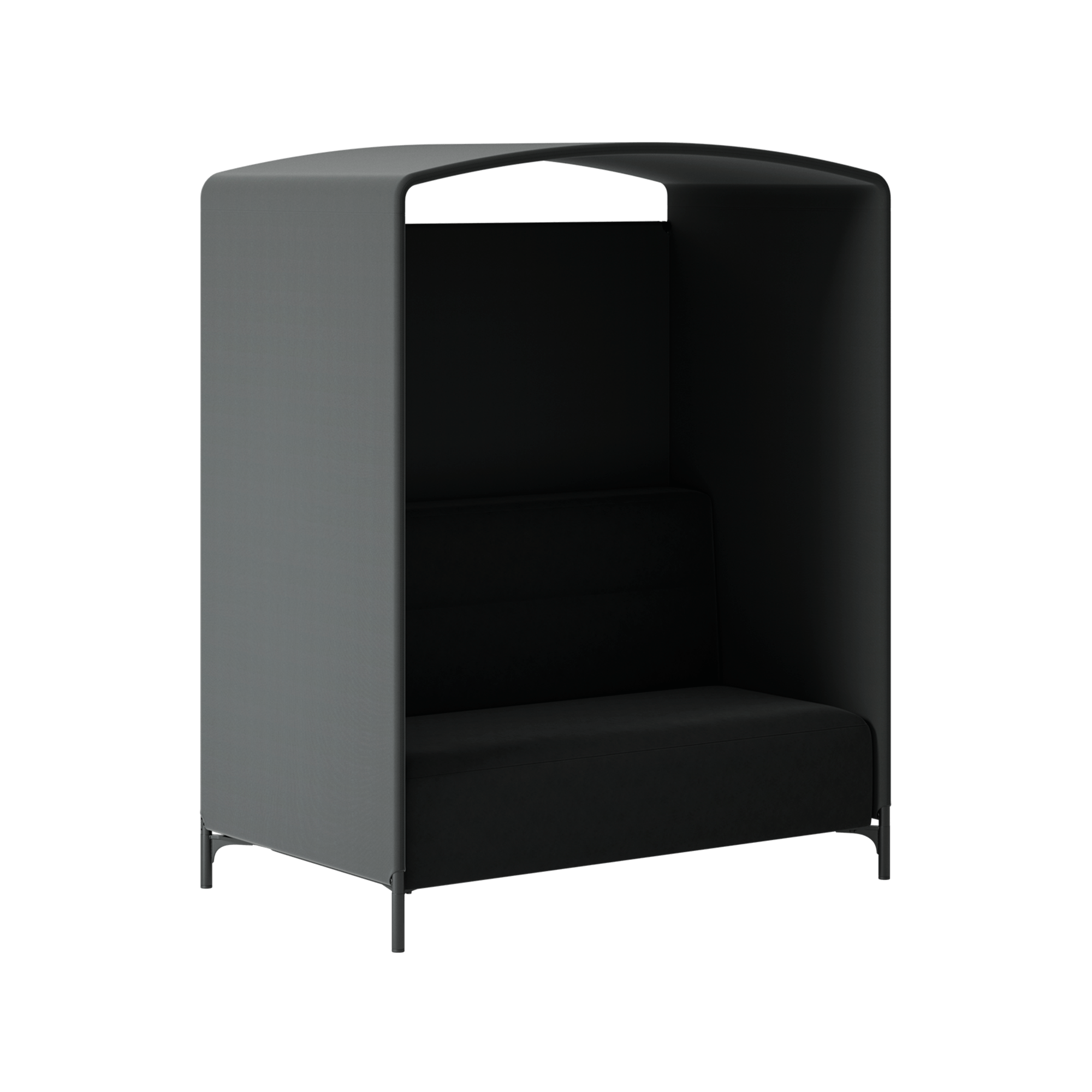 Office sofa with three sided enclosed panels and roof