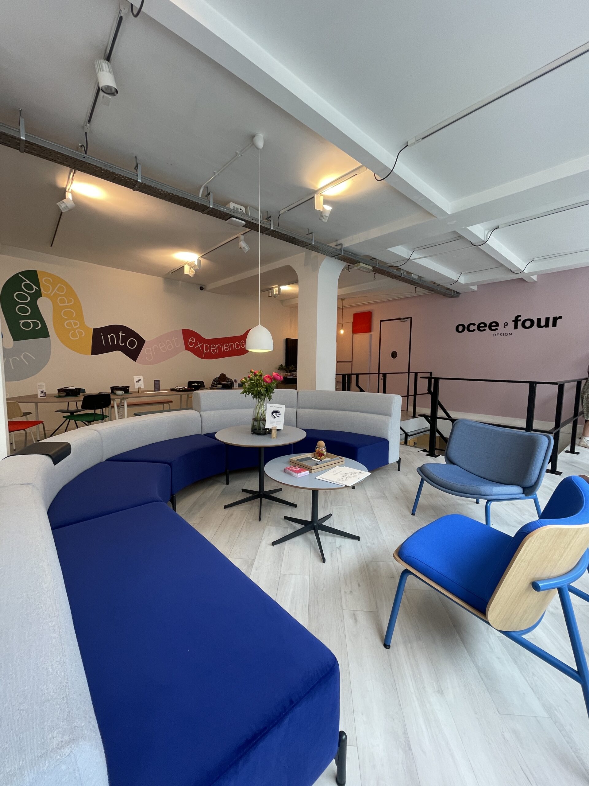 Embracing colour and Personality in Office Furniture at our London showroom. FourPeople & FourAll Lounge