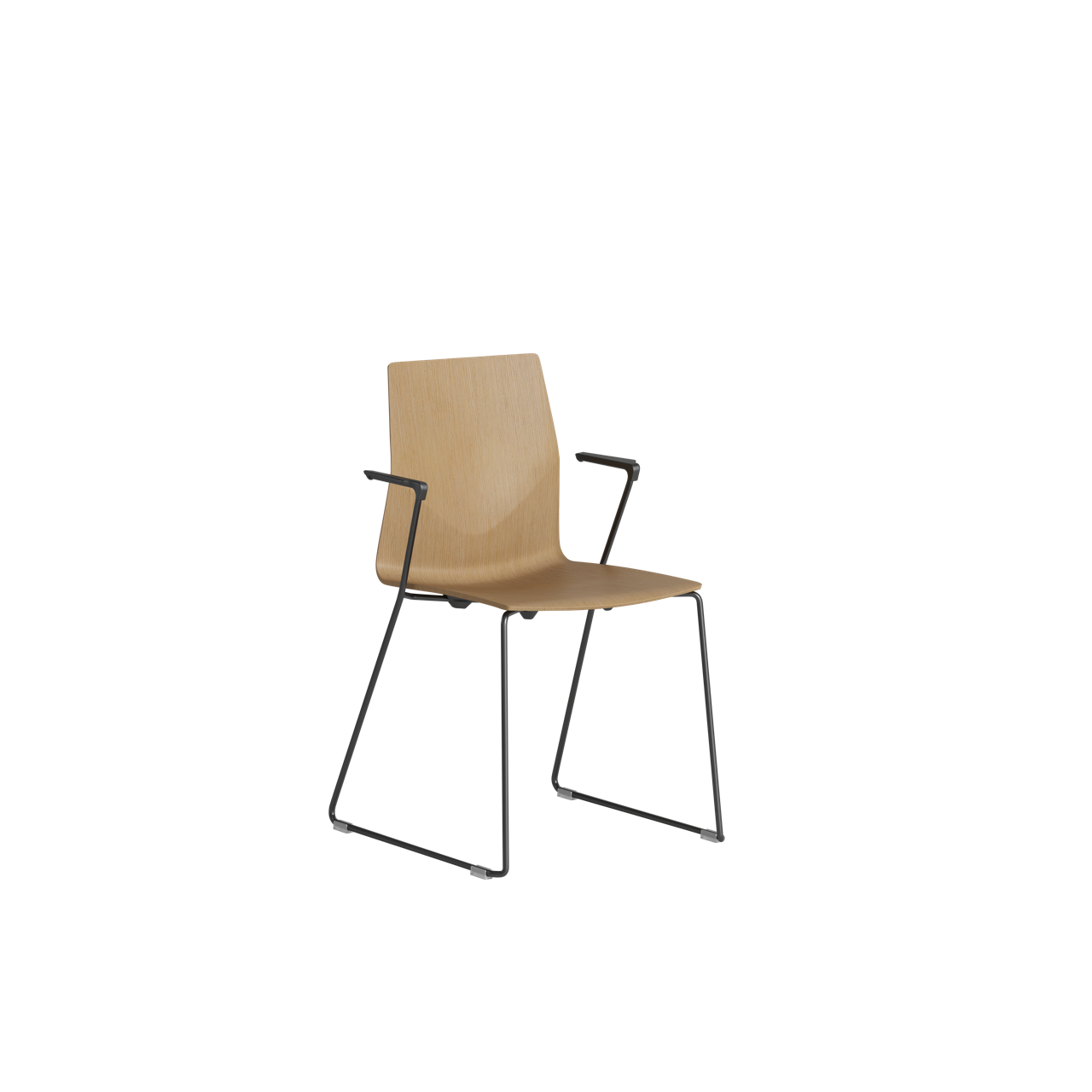 OCEE&FOUR – Chairs – FourCast 2 Line – Veneer shell - Armrest - Skid Frame - Packshot Image 4 Large