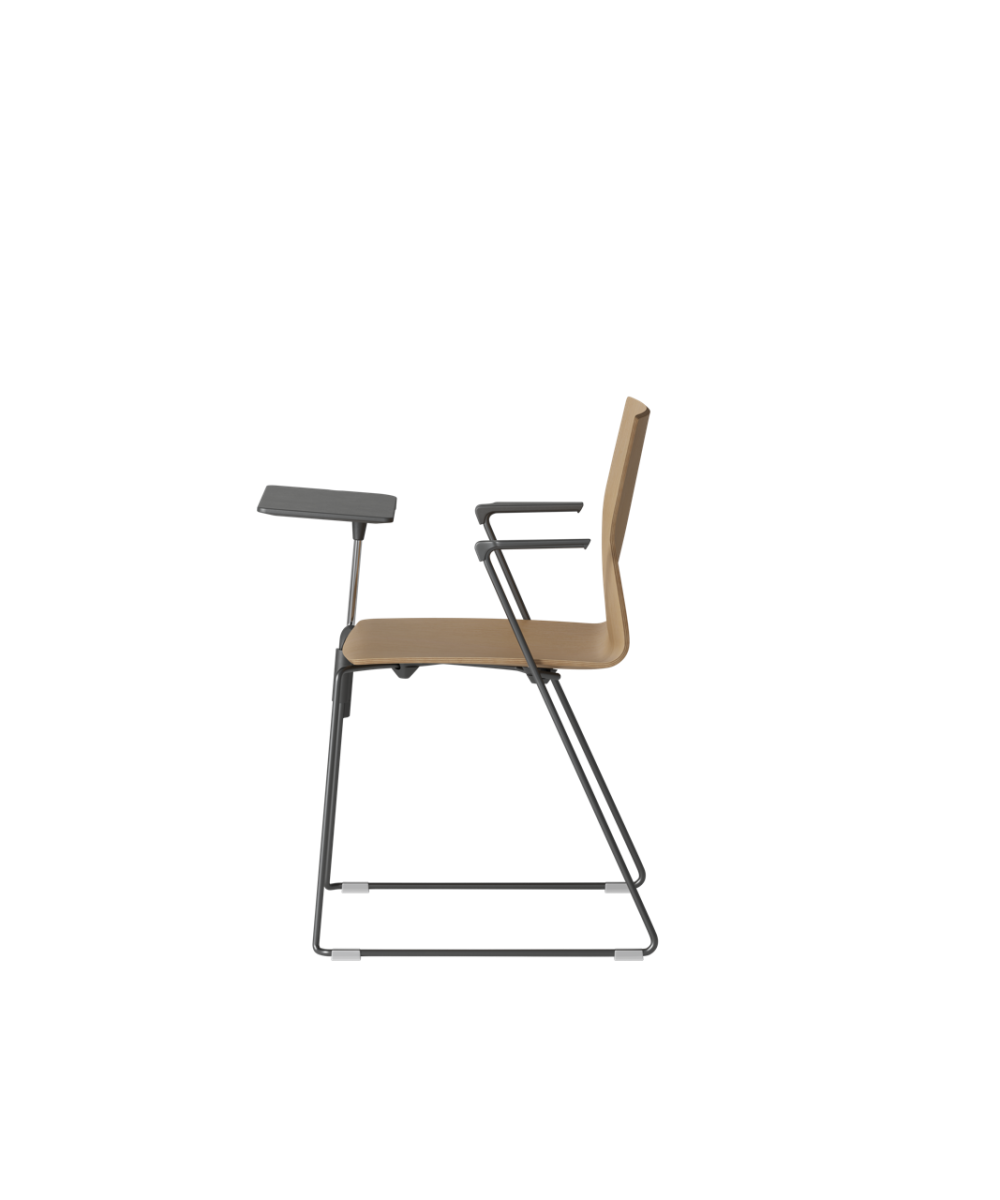 OCEE&FOUR – Chairs – FourCast 2 Line – Veneer shell - Armrest - Skid Frame - Packshot Image 2 Large