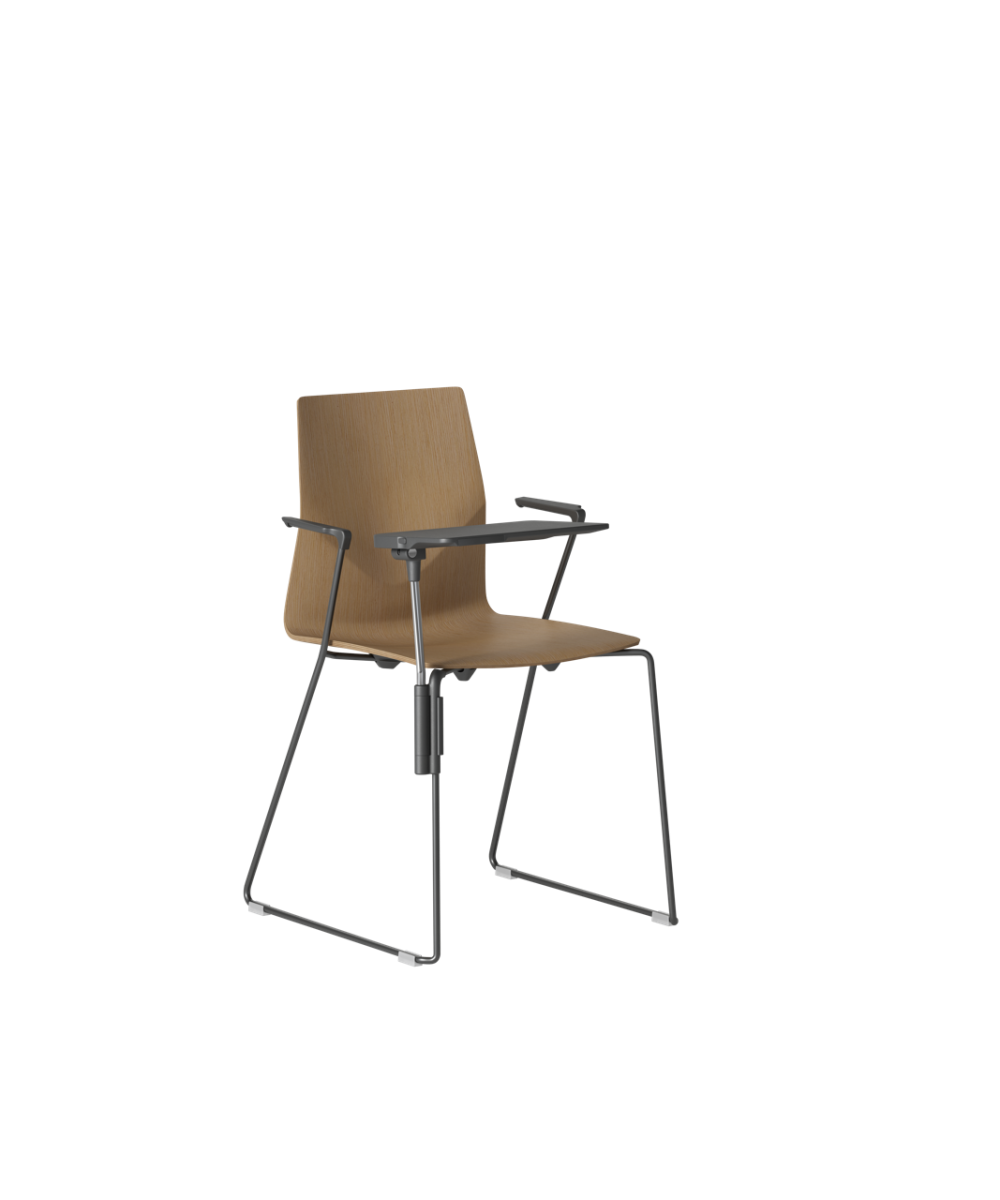 OCEE&FOUR – Chairs – FourCast 2 Line – Veneer shell - Armrest - Skid Frame - Packshot Image 3 Large