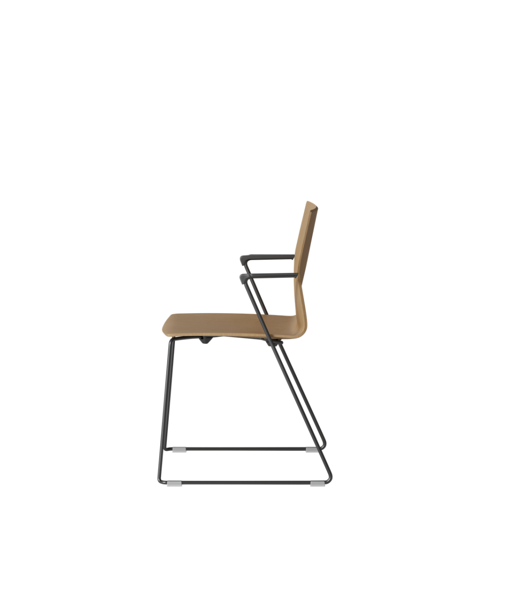 OCEE&FOUR – Chairs – FourCast 2 Line – Veneer shell - Armrest - Skid Frame - Packshot Image 5 Large
