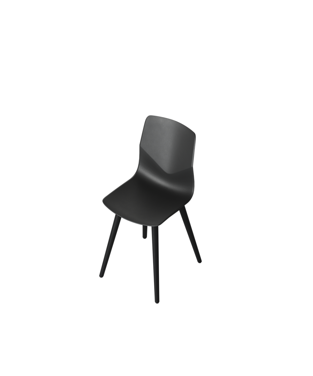 OCEE&FOUR – Chairs – FourSure 44 – Plastic shell - Black Oak Wood Frame - Packshot Image 4 Large