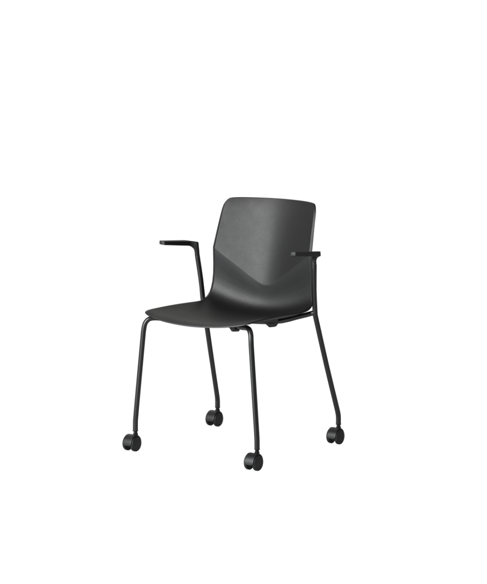 OCEE&FOUR – Chairs – FourSure 77 – Plastic shell - Armrest - Castors - Packshot Image 1 Large
