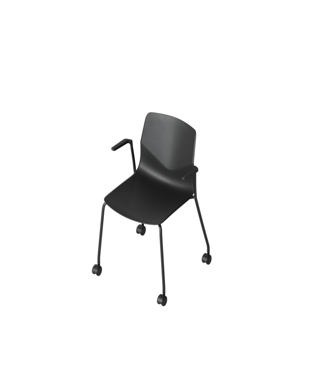 OCEE&FOUR – Chairs – FourSure 77 – Plastic shell - Armrest - Castors - Packshot Image 2 Large
