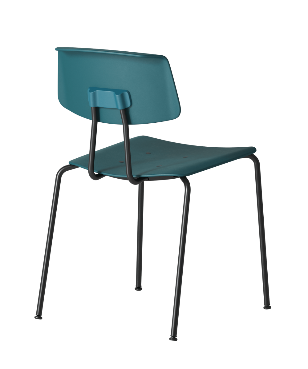 The Share Basic 60 chair with a black frame and a blue seat.