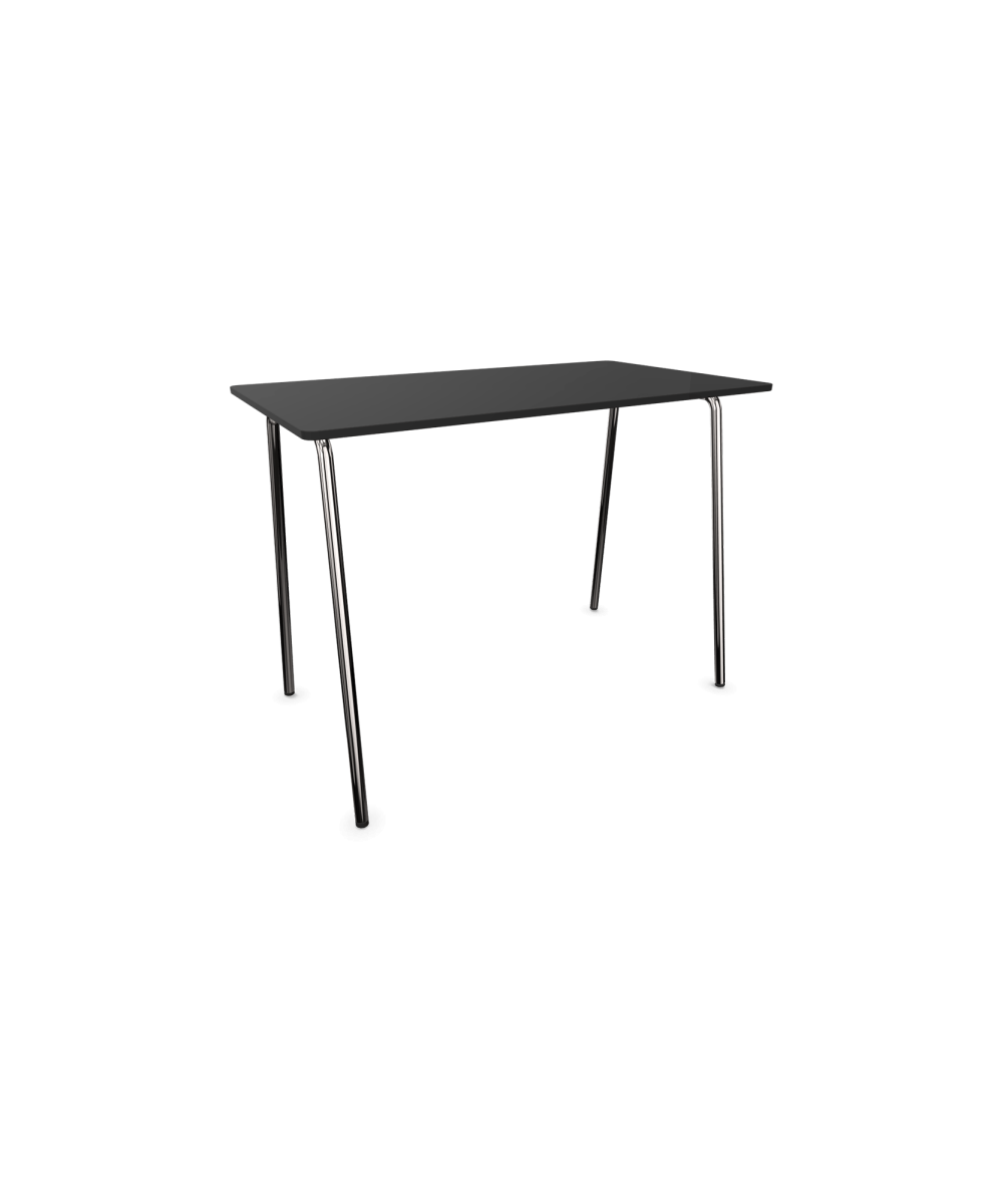 Tall black rectangular table with 4 chrome legs